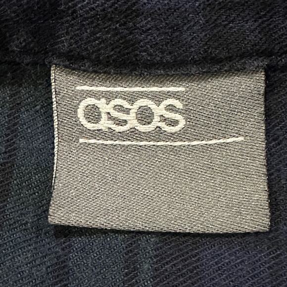 ASOS Men Shirt Size L Green Blue Plaid Button Up Long Sleeve Cotton Preppy - Picture 5 of 9